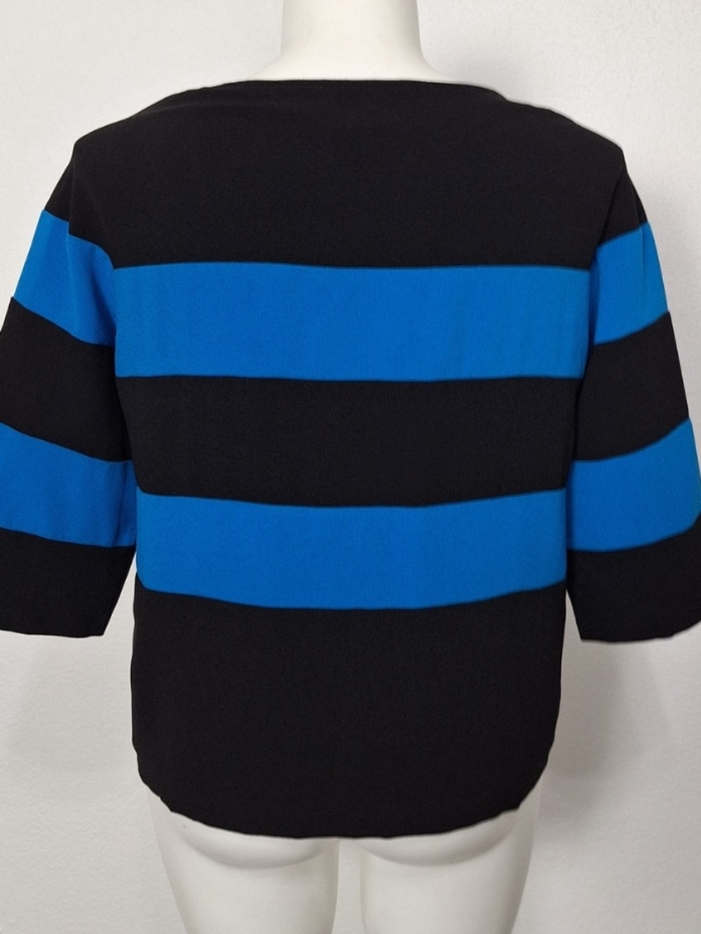 Ann Taylor Blue Black Preppy Business Casual 3/4 Sleeve Striped Sweater Size XL - Picture 4 of 9